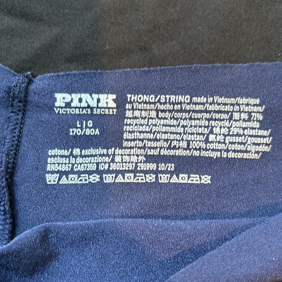 PINK Victoria's Secret *Bundle/3* L Black & Navy String Thong Underwear Lace - Picture 5 of 9